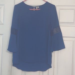 Royal blue bell sleeve top